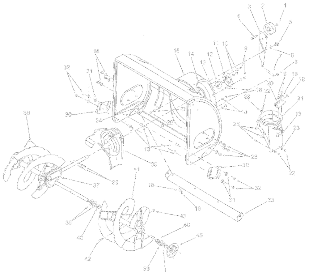 Blower Housing Diagram and Parts List for 31AE600E161 2001 Yard Machines Snow Blower